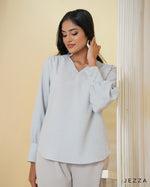 Load image into Gallery viewer, Textured Polyester V-Neck Top 66741