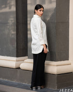 Load image into Gallery viewer, Pure Poise: Ivory Collared Below-Hip Top 51251