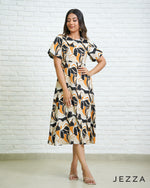 Load image into Gallery viewer, Crinkle Brocade Chiffon Midi Dress 68261