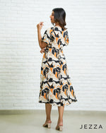 Load image into Gallery viewer, Crinkle Brocade Chiffon Midi Dress 68261