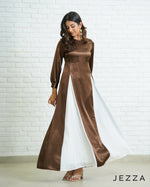 Load image into Gallery viewer, Satin and Chiffon Panel Dress 67821