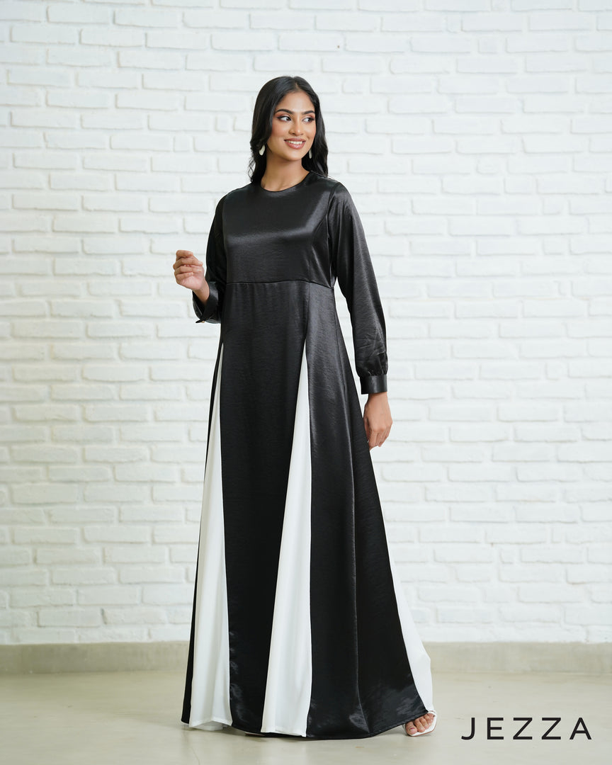 Satin and Chiffon Panel Dress 67822