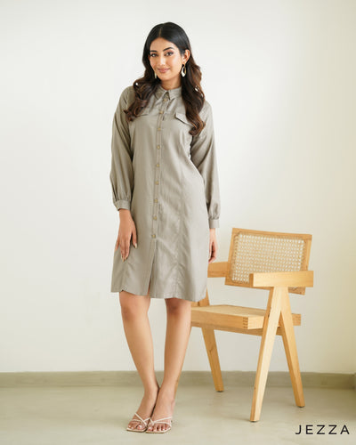 Dual-Wear Poly Cotton Shirt Dress 65801