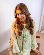 Load image into Gallery viewer, Sage Green Floral Jacquard Dress Set 87491/80941