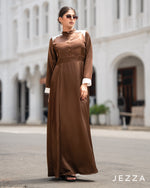 Load image into Gallery viewer, Color-Block Satin &amp; Chiffon Dress 63711