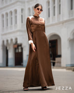 Load image into Gallery viewer, Color-Block Satin &amp; Chiffon Dress 63711