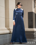Load image into Gallery viewer, Color-Block Satin &amp; Chiffon Dress 63713