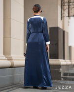 Load image into Gallery viewer, Color-Block Satin &amp; Chiffon Dress 63713