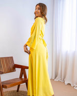 Load image into Gallery viewer, Yellow Round Neck Long Dress 90552