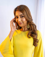 Load image into Gallery viewer, Yellow Round Neck Long Dress 90552