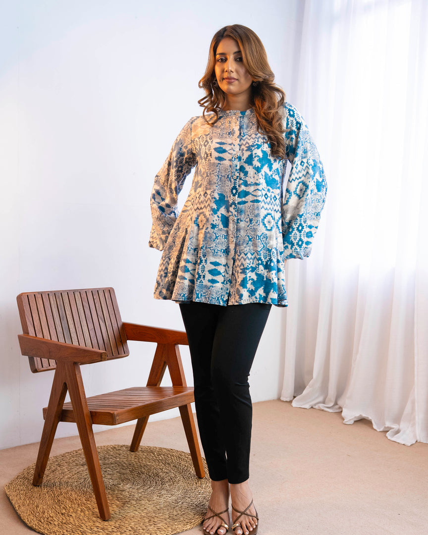 Geometric Aztec Print Cotton Top 92771