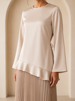 Load image into Gallery viewer, Beige Satin Ankle-Length Skirt 93681