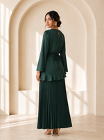 Load image into Gallery viewer, Pine Green Satin Ankle-Length Skirt 93682