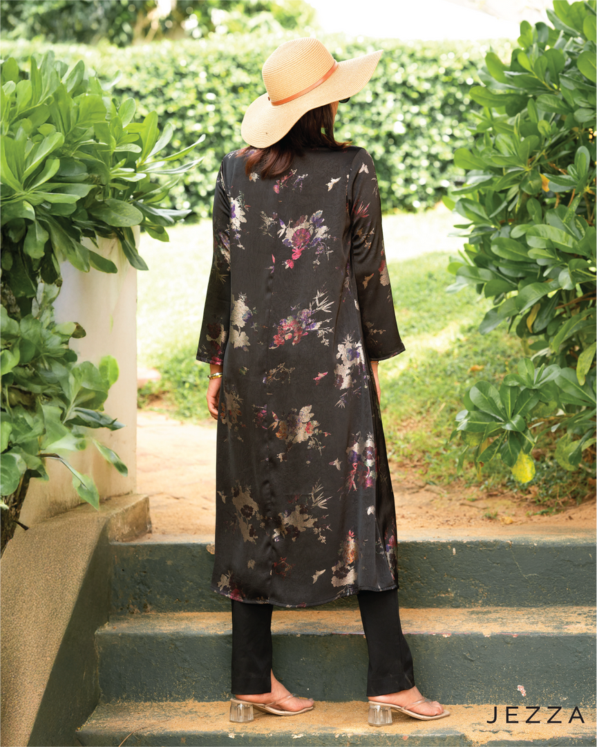 Matte Satin Long-Sleeve Midi Top 61981