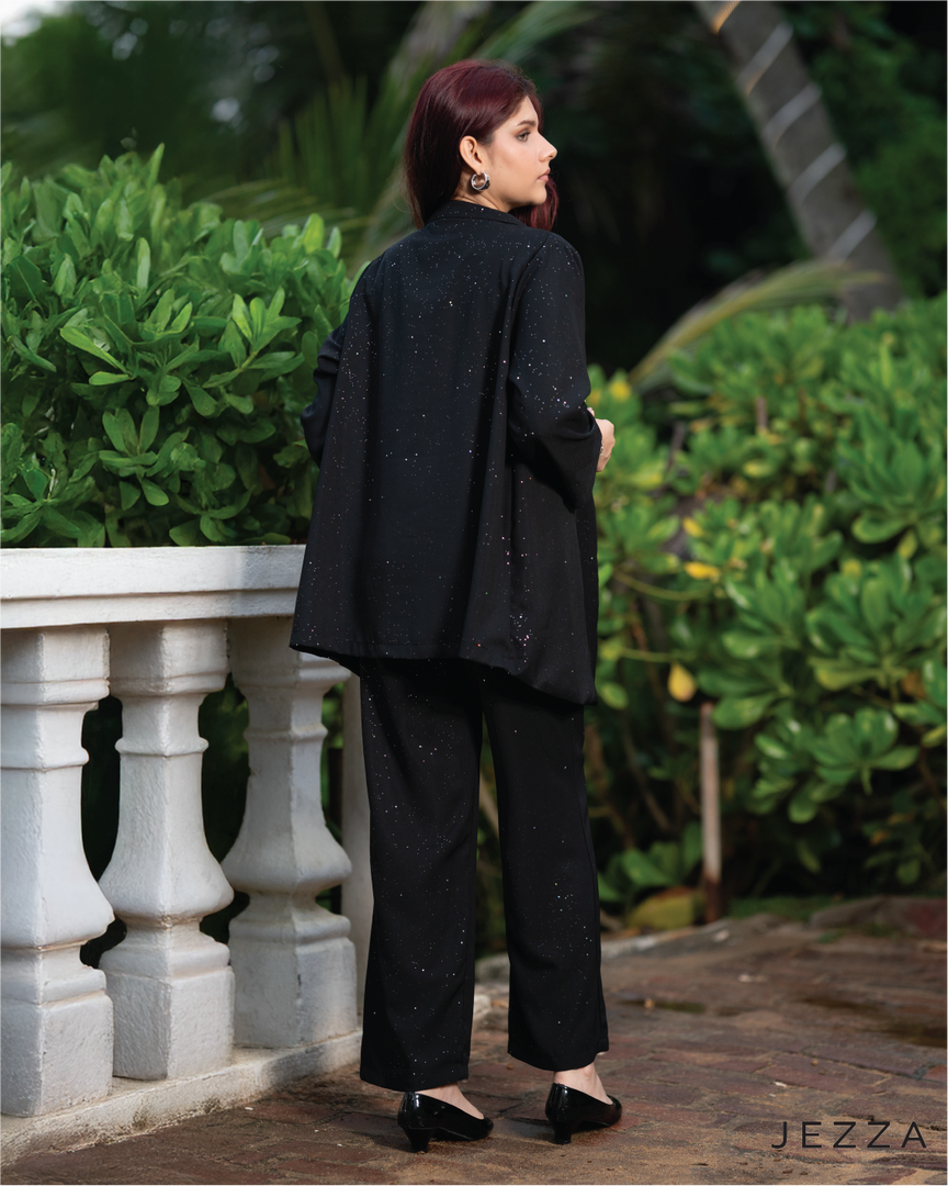 Glitter-Infused Tailored Jacket & Pant Set 62921