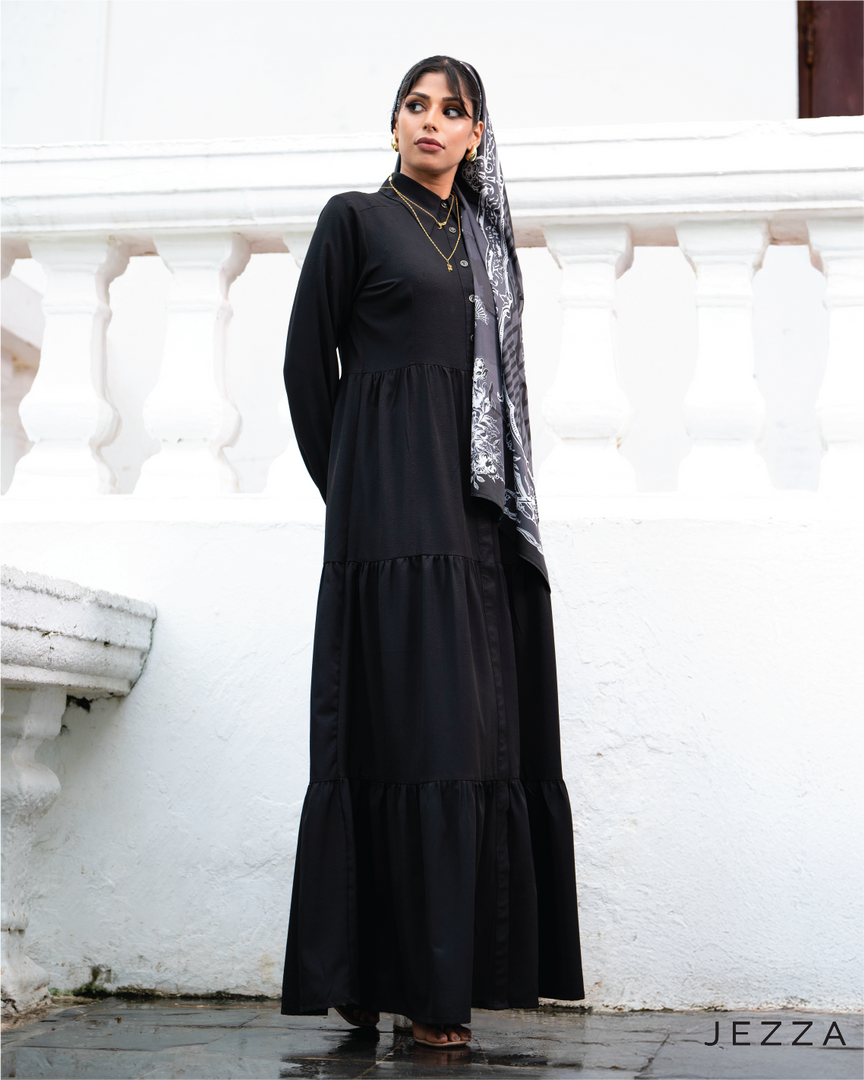 Long-Sleeve Tiered Skirt Dress 61882