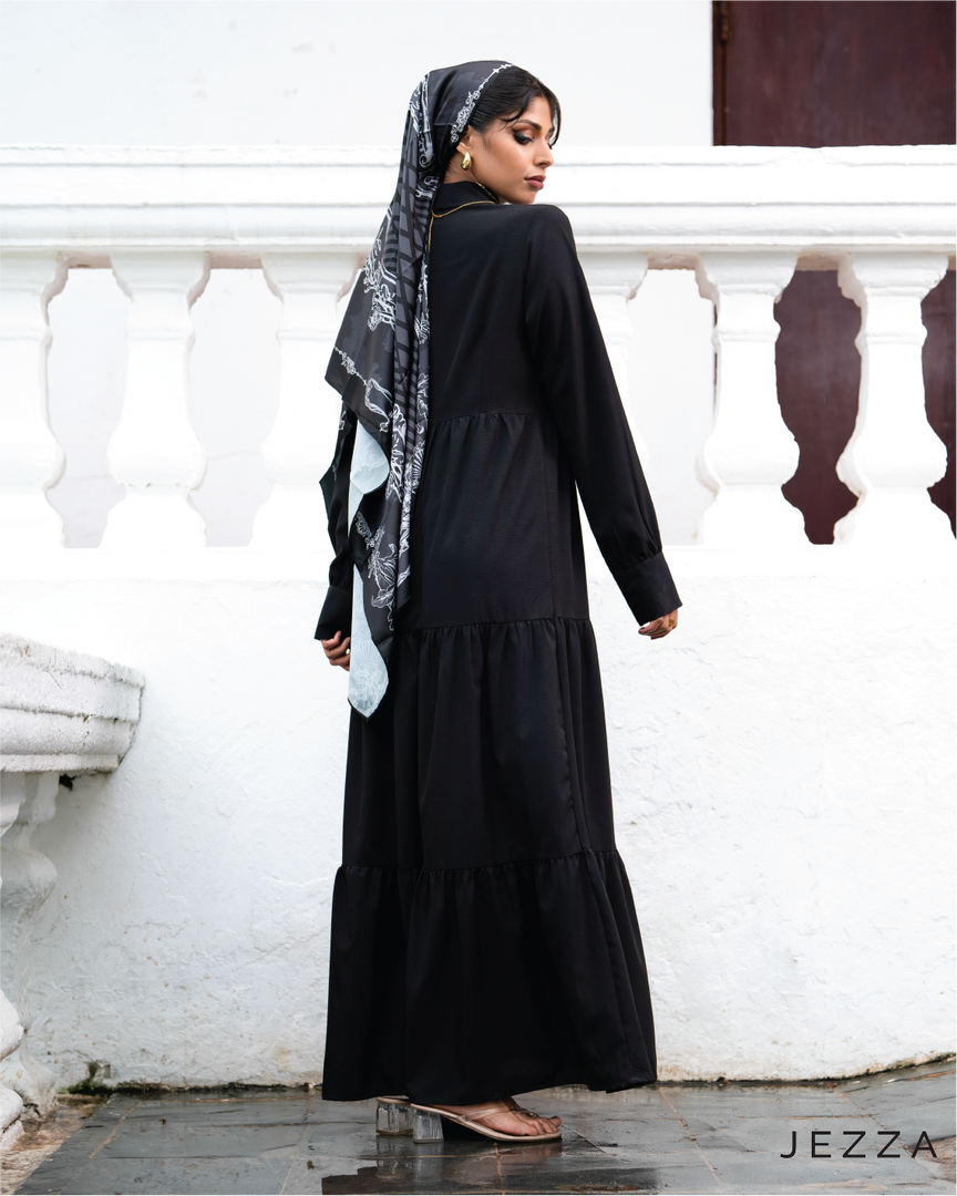 Long-Sleeve Tiered Skirt Dress 61882