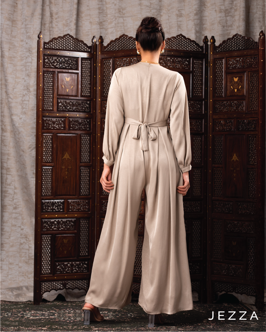 Belted Crush Satin Jumpsuit 62512