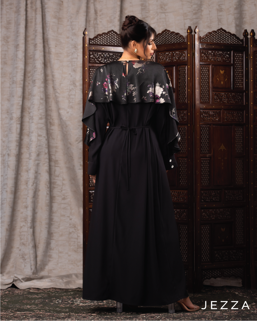Printed Peplum & Piped Sleeve Dress 62891