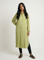 Load image into Gallery viewer, Light Meadow: Collared Midi Length Top 82391
