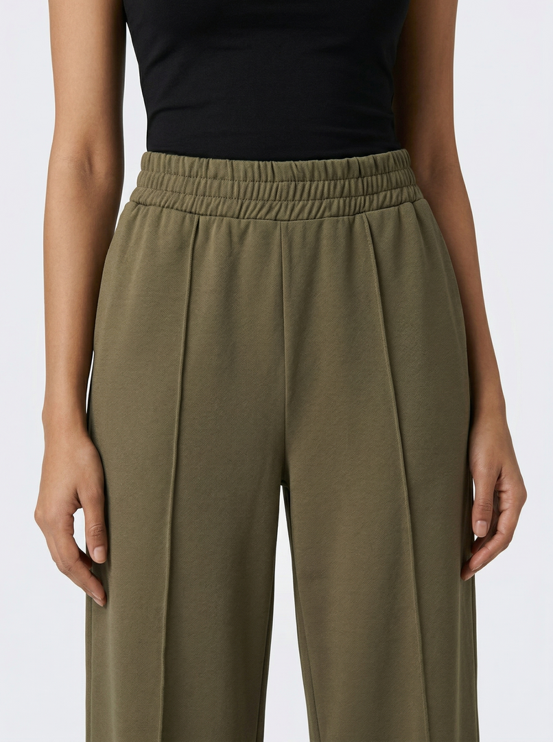 Olive Drift: Soft Knit Ankle Pants 82411