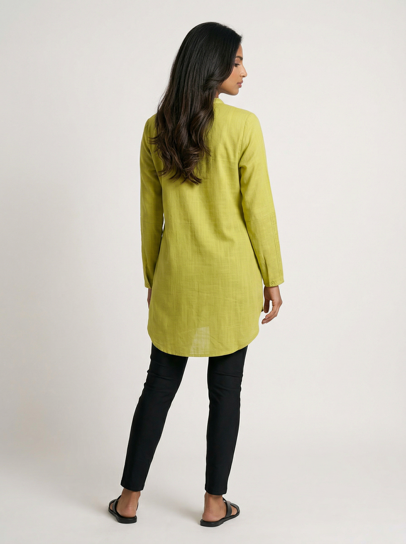 Pear Glow: Pintuk Mandarin Collar Top 75941