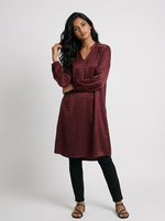 Load image into Gallery viewer, Burgundy Crest: Check Brocade Knee Top 83261