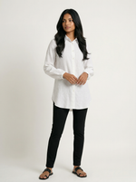 Load image into Gallery viewer, White Form: Long Sleeve Collared Top 81981