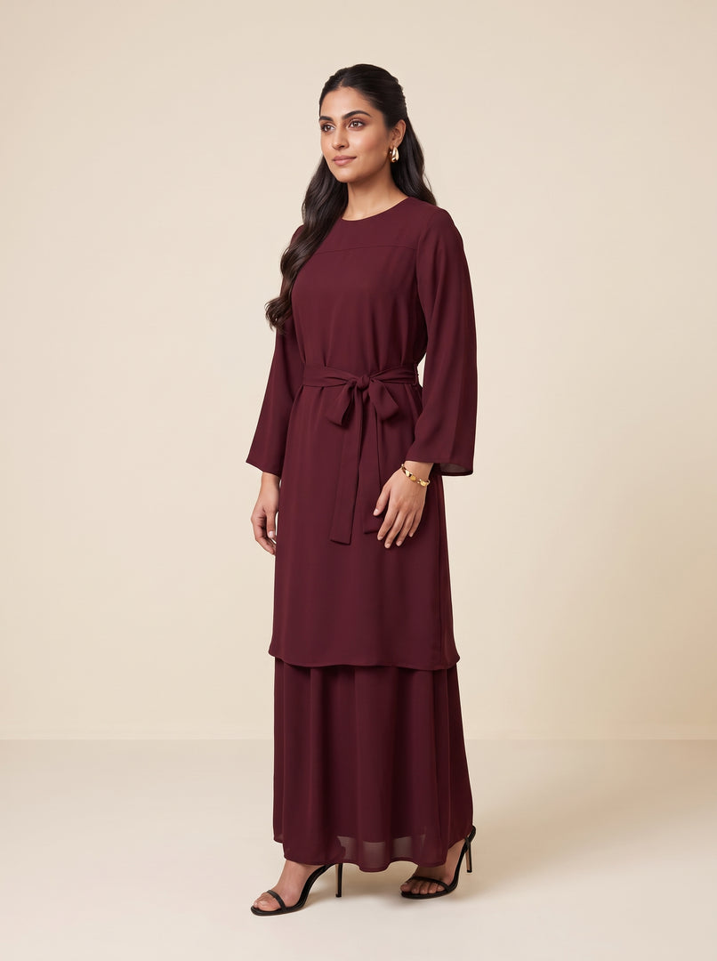 Maroon Classic Long Dress 93341