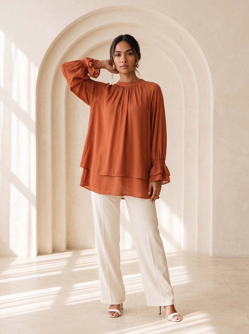 Orange High Neck Top 90151