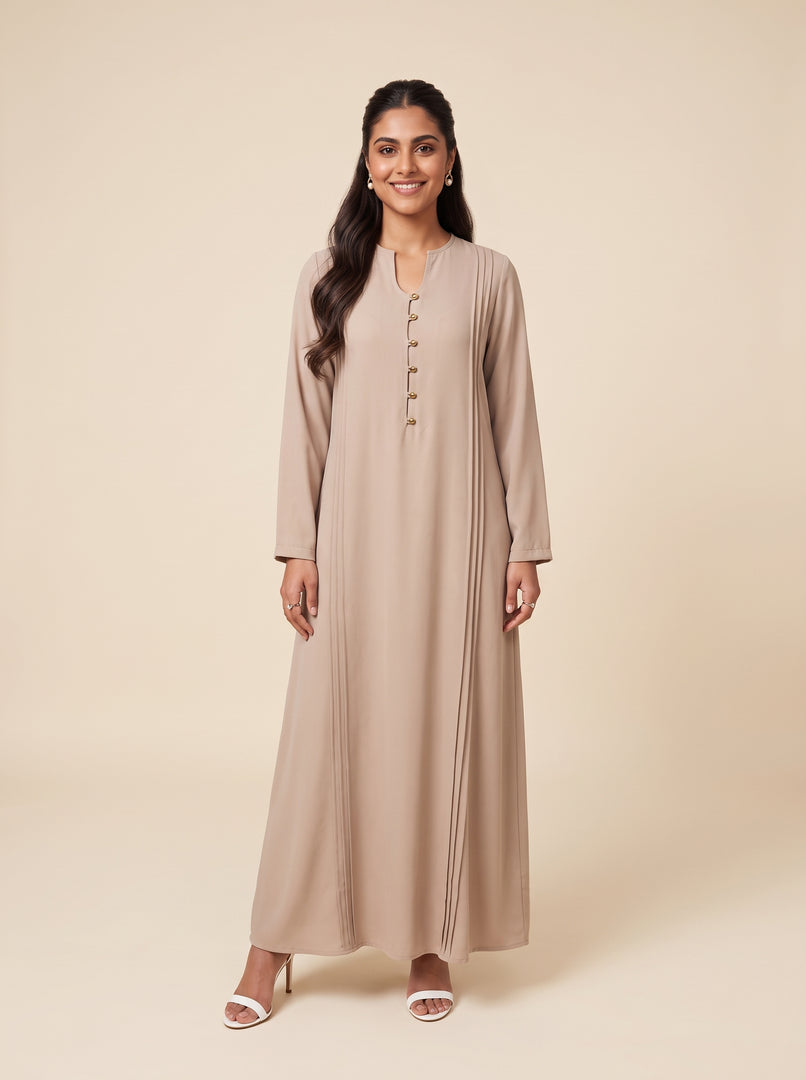 Cotton Caftan Neck A-Line Maxi Dress 82752