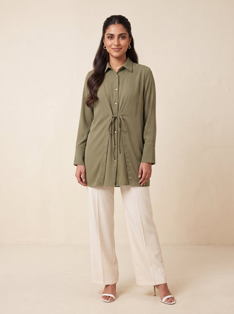Olive Collared Top 90011