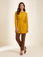 Load image into Gallery viewer, Round Neck Long Sleeve Golden Yellow Top 88152