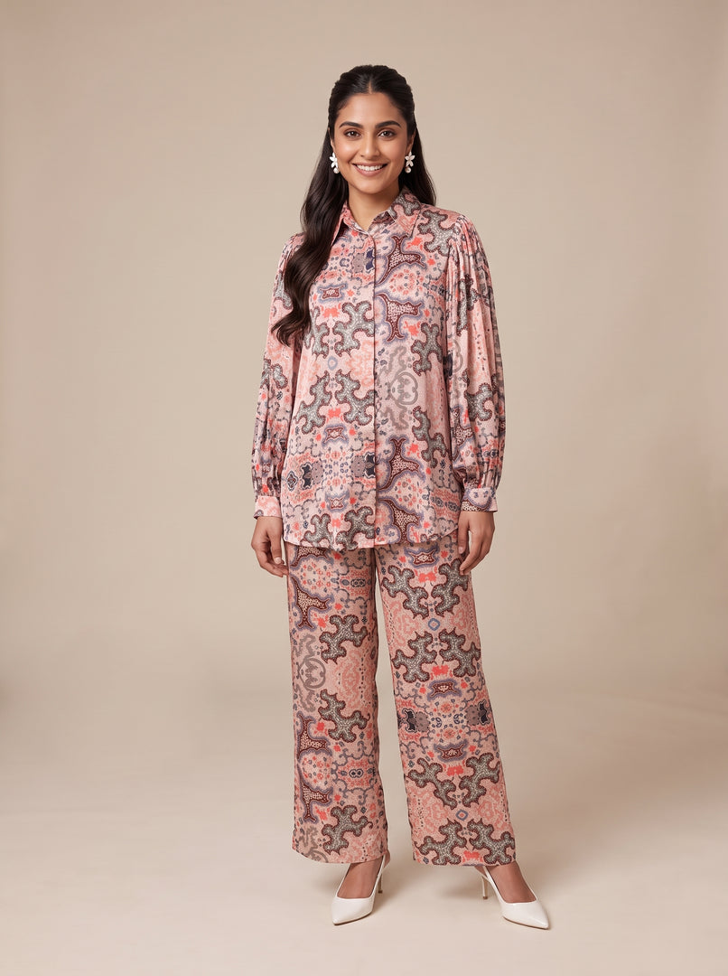 Abstract Print Long Sleeve Top & Pant Set 89992/91812