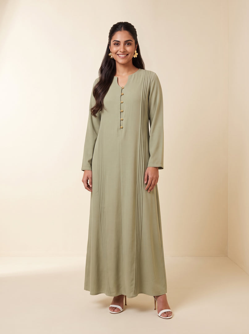 Basil Green Caftan Dress 82751