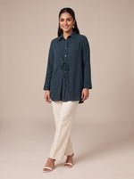 Load image into Gallery viewer, Deep Teal Collared Top 90012