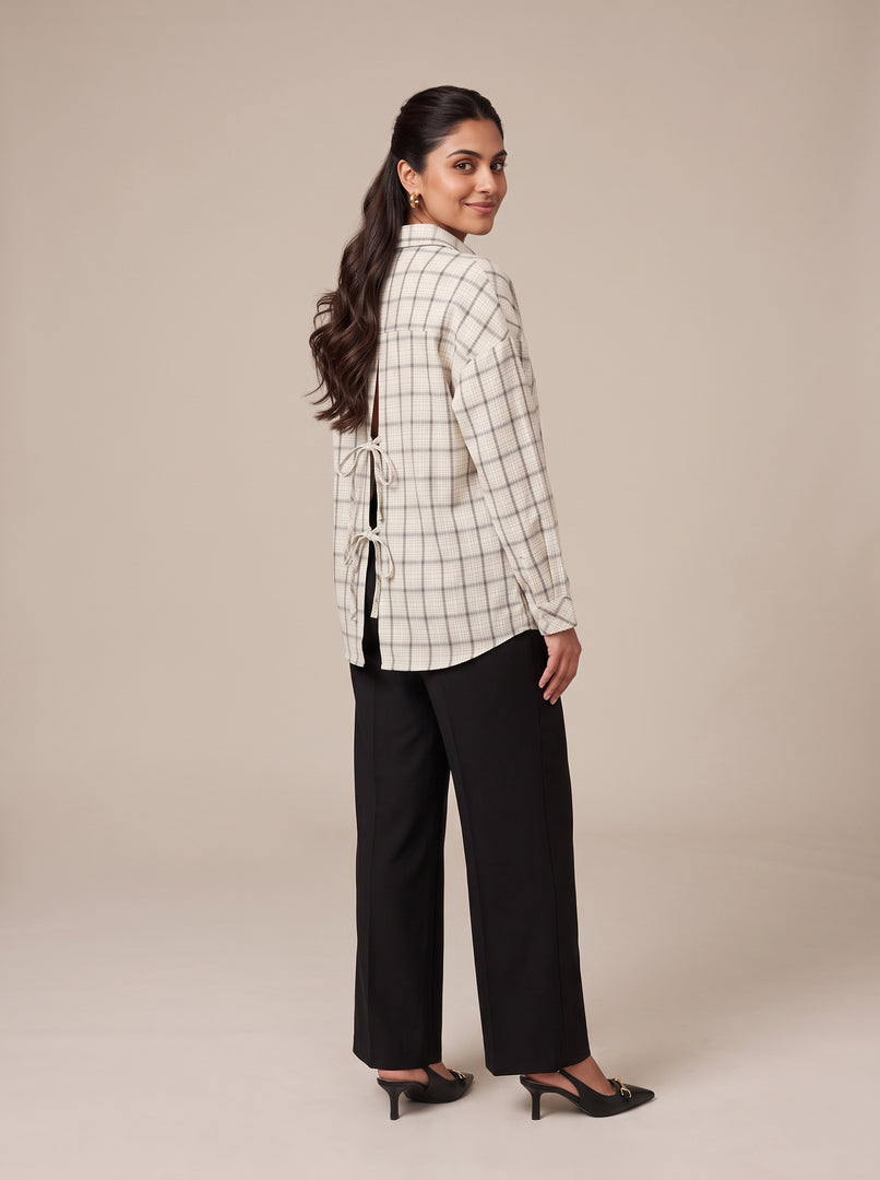 Yarn-Dyed Check Shirt Top 93981
