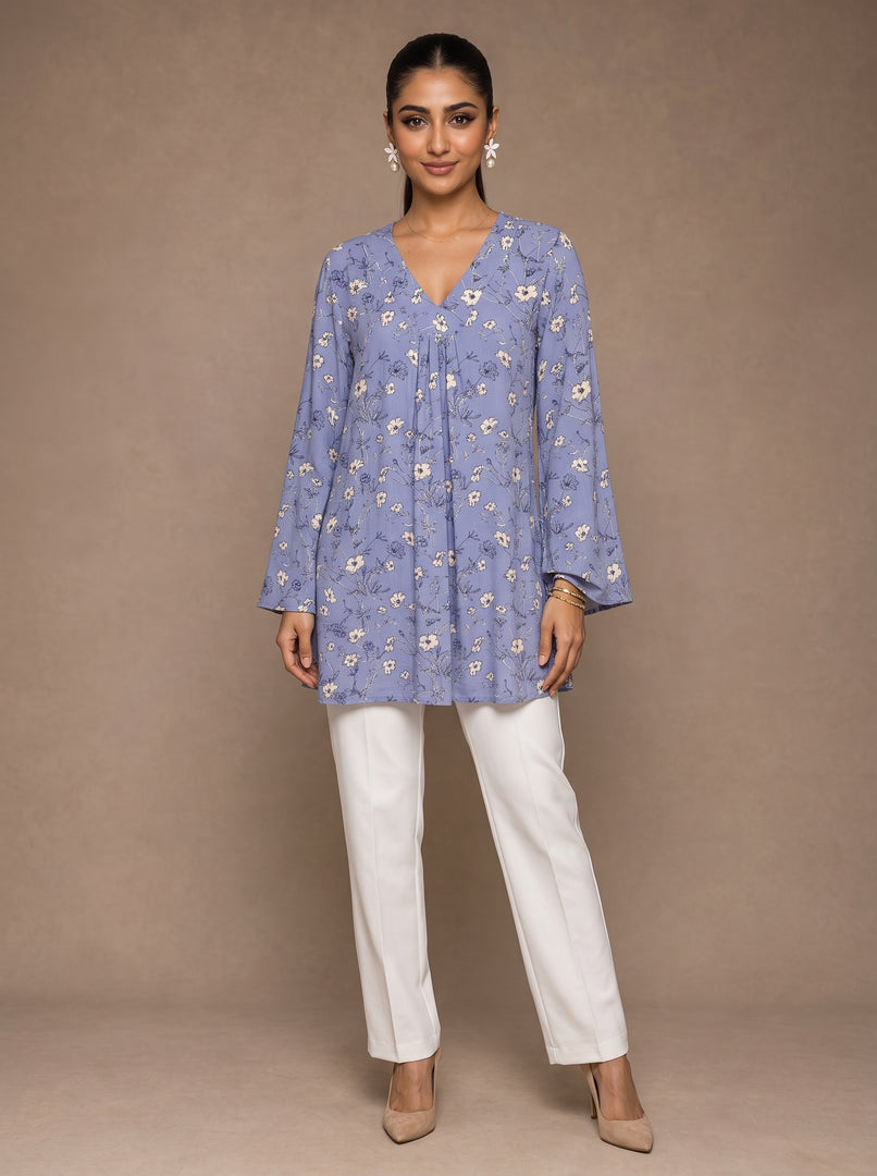 Floral Texture: Textured Poly Cotton Below Hip Top 91971