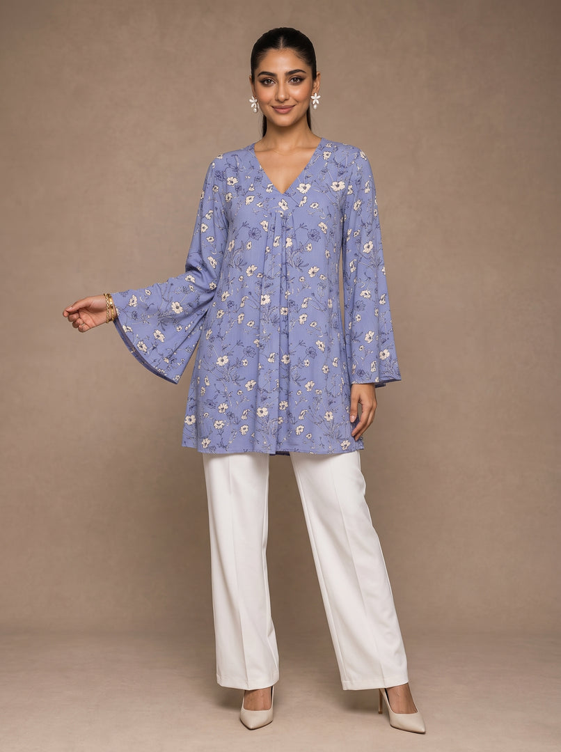 Floral Texture: Textured Poly Cotton Below Hip Top 91971