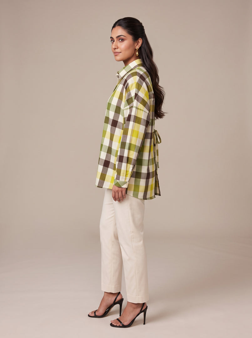 Checked Collar Hip Top 82451