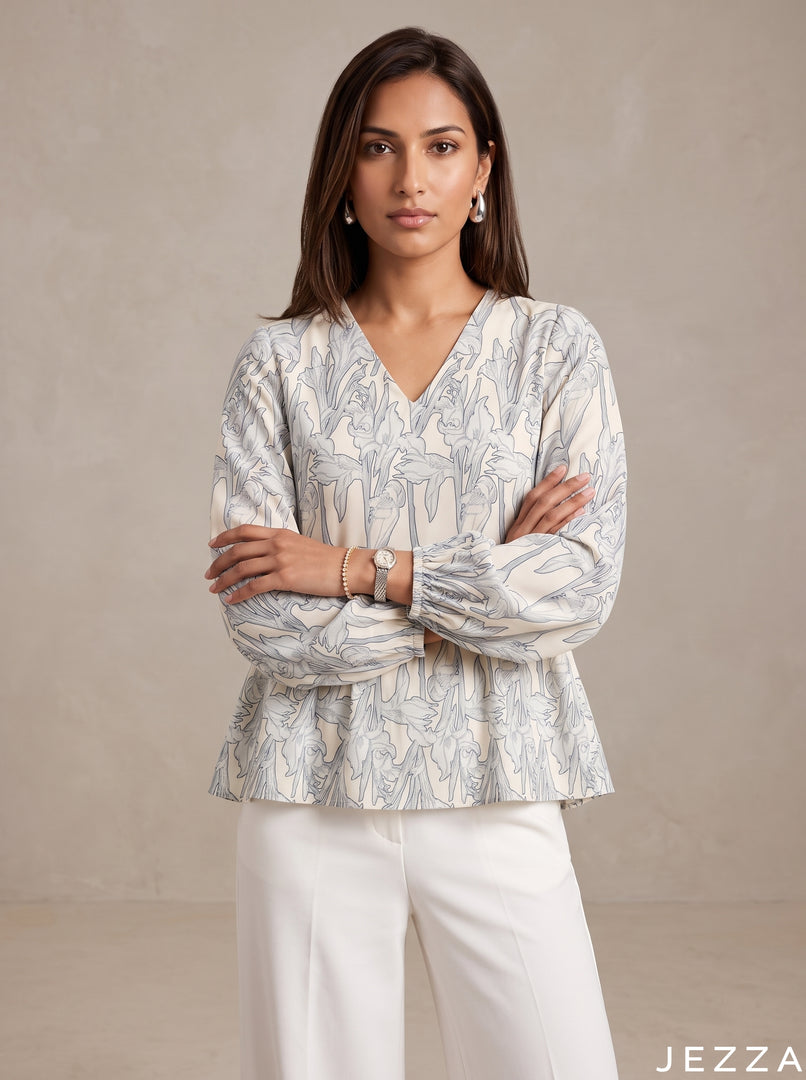 Botanic Drift: Floral Rayon Hip Top 86701