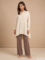 Load image into Gallery viewer, Ivory Drift: Off White Slub Polyester Hip Top 87163