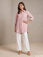 Load image into Gallery viewer, Blush Ease: Pink Cotton Below Hip Top 86962