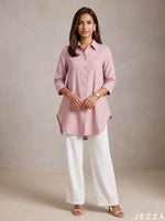 Load image into Gallery viewer, Blush Ease: Pink Cotton Below Hip Top 86962