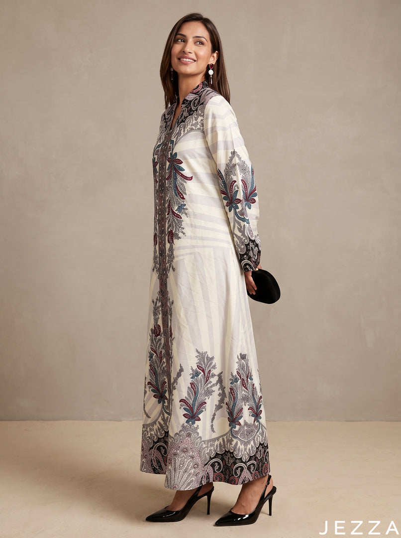 Sunburst Majesty: Baroque Panel Kaftan 93281
