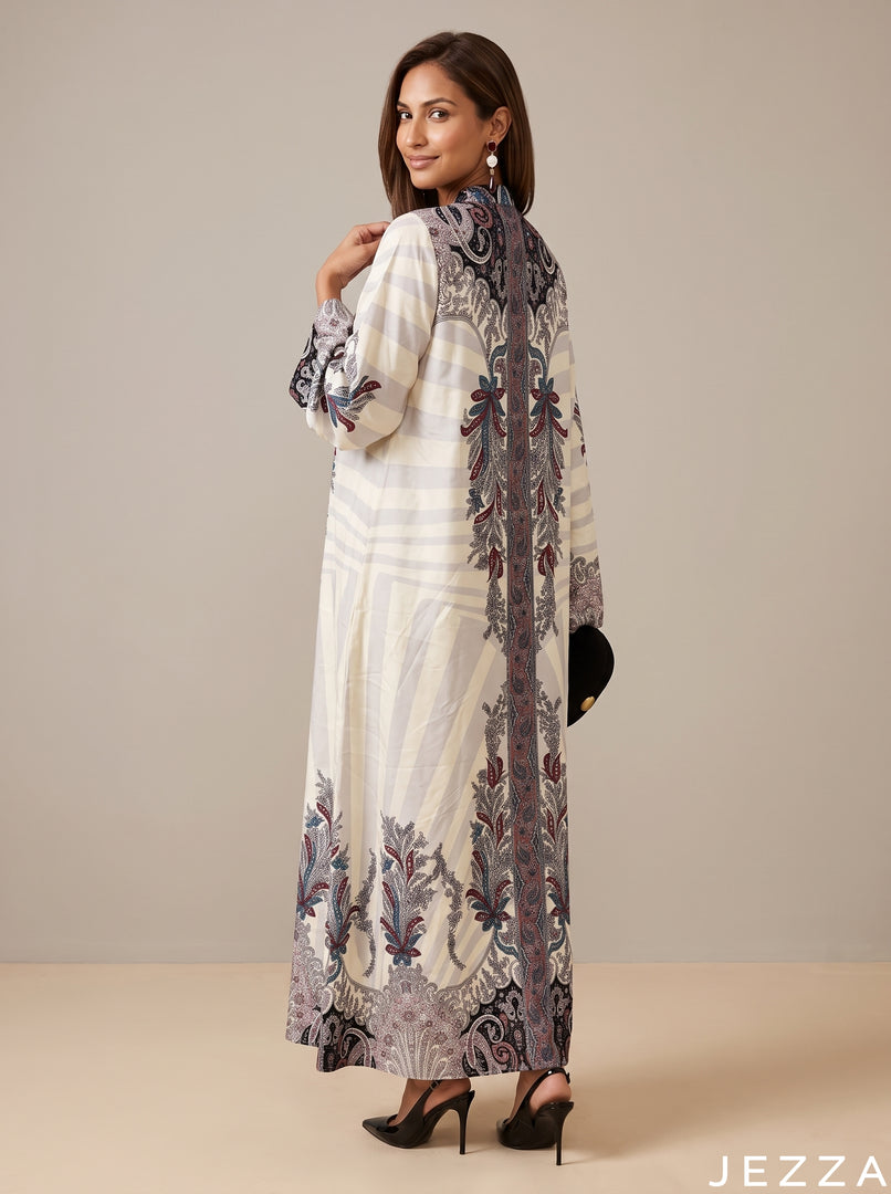 Sunburst Majesty: Baroque Panel Kaftan 93281