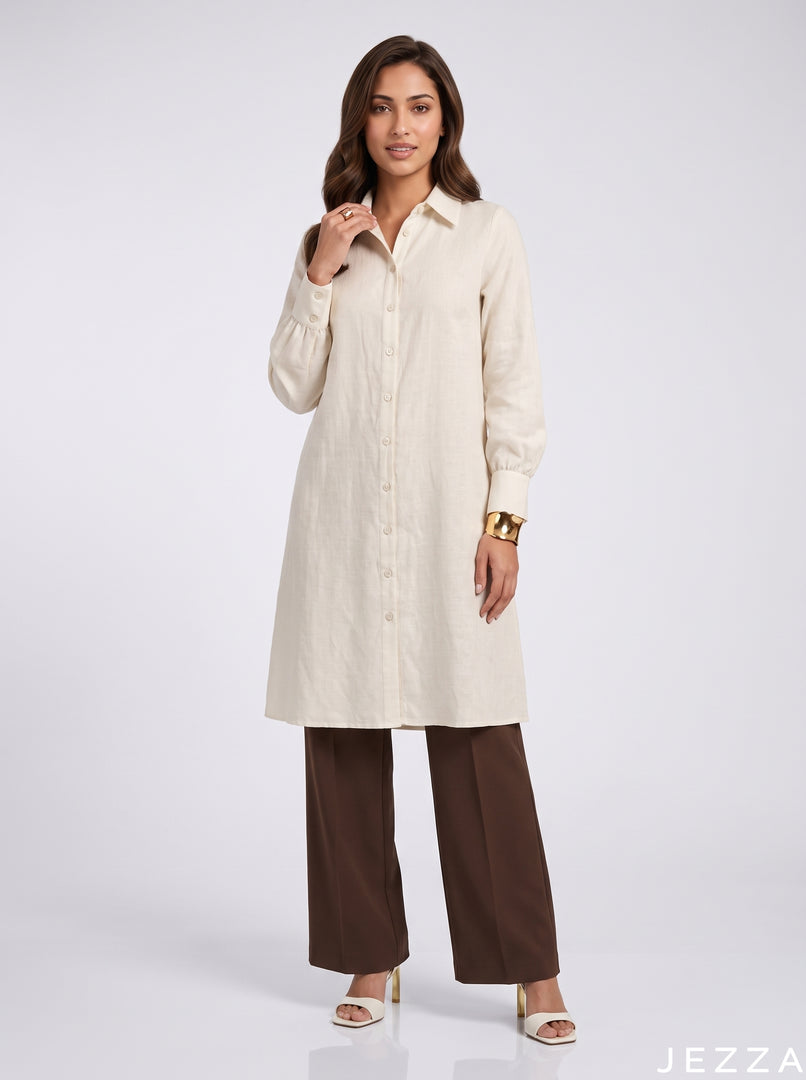 White Horizon: Cotton Knee Top 82901