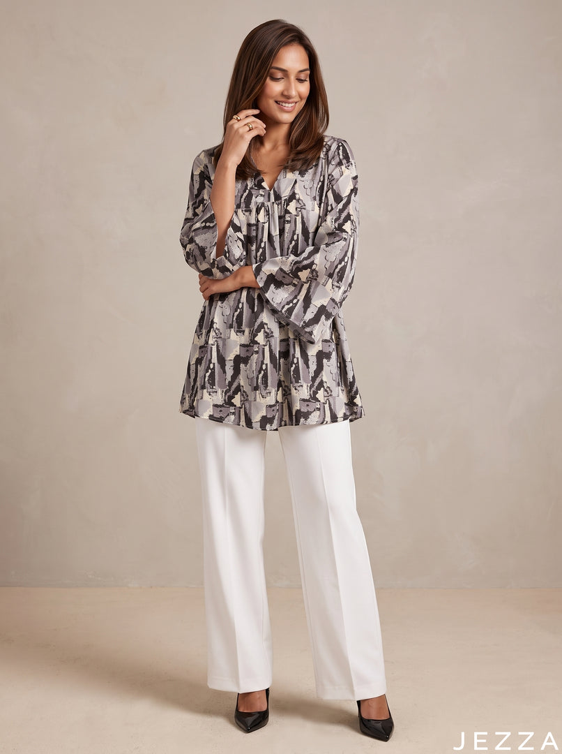 Leaf & Line: Botanical Crepe Satin Top 88011