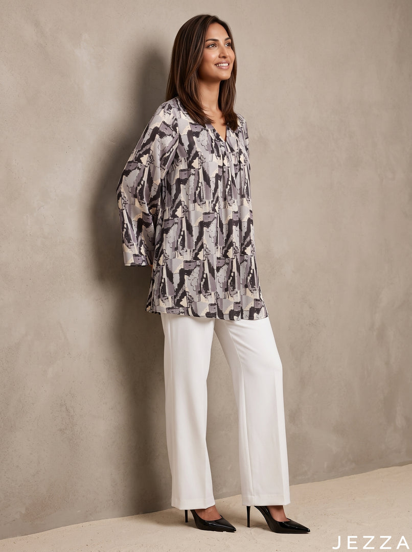 Leaf & Line: Botanical Crepe Satin Top 88011