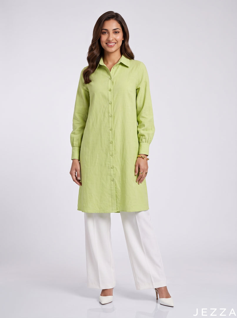 Apple Grove: Light Apple Green Cotton Knee Top 82902